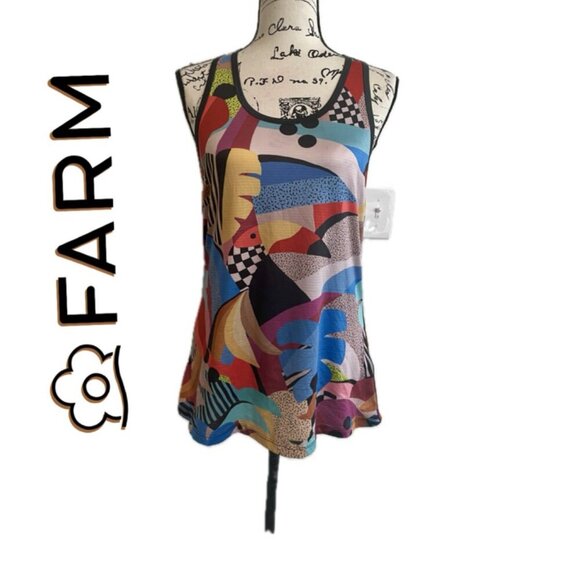 FARM RIO TROPICAL TOUCAN TOP RACERBACK SZ M ICONIC RARE AESTHETIC ECLECTIC - Picture 1 of 16